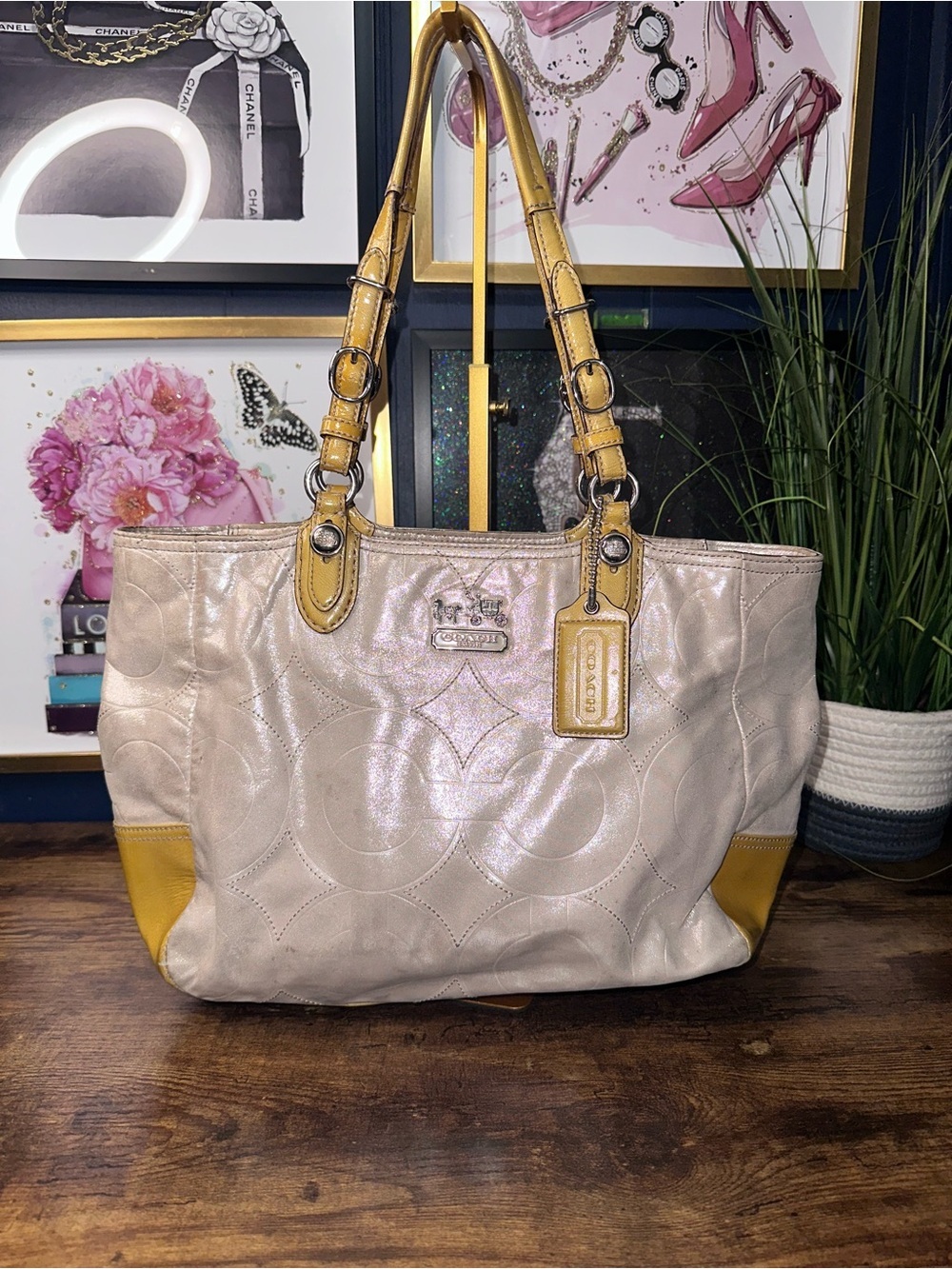 2010 Coach Mia Op Art Glam Tote Shoulder Bag F15401